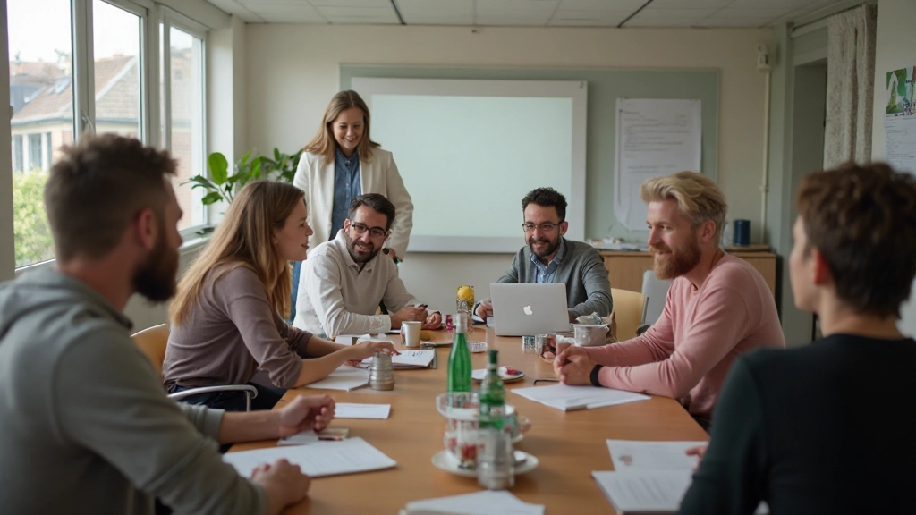 Groep studenten in een Nederlandse taalles